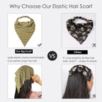 6 Pack Hair Scarf Headband for Women Elastic Bandana Head Scarf Large Boho Triangle Kerchief with Clips Non Slip Scarves