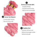 Pink Human Hair Bundles Light Pink Body Wave Bundles 18 20 22 Inch Niegmeag Peruvian Virgin Remy Hair Extensions Double Weft Soft and Silky Hot Pink Bundle Hair Weave