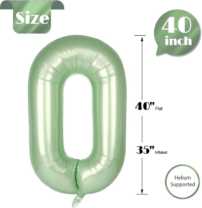 Oliver Green Number 0 Balloon 40 Inch - Image 5