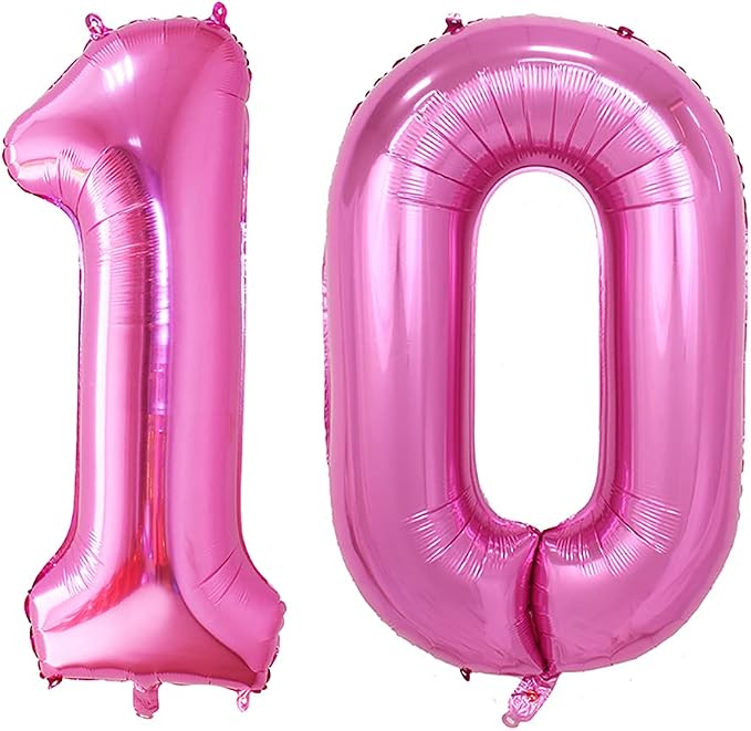 Number 10 Balloons for 10th Birthday Party Decorations, 42 Inch Jumbo Foil by GOER