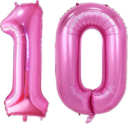 Number 10 Balloons for 10th Birthday Party Decorations, 42 Inch Jumbo Foil by GOER
