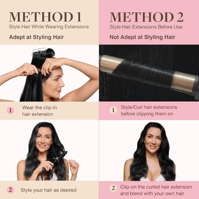 GOO GOO Clip in Hair Extensions Real Human Hair, Remy Human Hair Extensions Clip ins for Women, Natural Human Hair, 22inch 110g 7Pcs, 1 Jet black