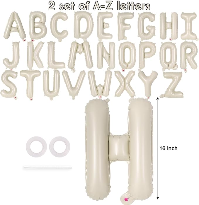 52 Pcs Cream Letter Balloons, 16 Inch Foil Alphabet Letter Balloons, Letter A-Z - Image 2