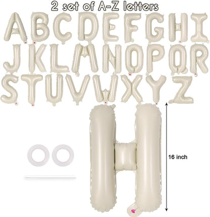 52 Pcs Cream Letter Balloons, 16 Inch Foil Alphabet Letter Balloons, Letter A-Z - Image 2