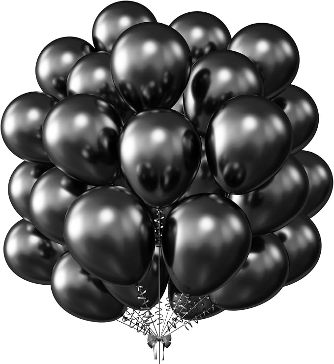 12 Inch Metallic Black Balloons, Baby Shower, Graduate Party Decorations by KALOR