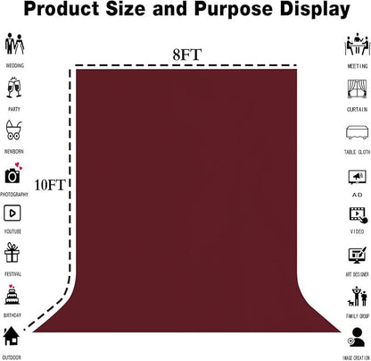 Burgundy Photography Backdrop for Photoshoot, Fabric 8x10ft | Polyester Studio - Image 8