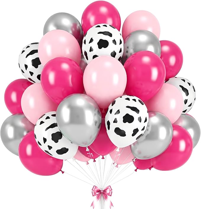Hot Pink Silver Cow Balloons Disco Cowgirl Birthday Last Rodeo Party Decor | by Isndare