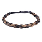 DIGUAN Chubby Narrow Synthetic Hair Braided Headband Classic Chunky Plaited Braids Elastic Stretch Hairpiece Women Girl Beauty accessory, 58g (Chocolate Toast)