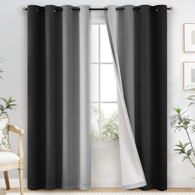 Yakamok 100% Blackout Curtains Ombre Black Curtains by Yakamok