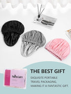 Years calm Reusable Waterproof Shower Caps for Women, Hair Caps for Showers, Double-Layer Elastic Design, for All Hairstyles, Travel-Friendly (black)