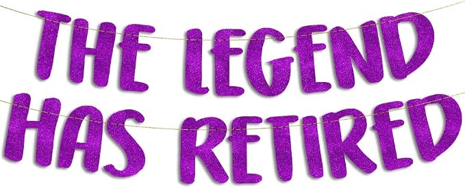 Pre-Strung The Legend Has Retired Purple Glitter Banner by SterlingJamesCo