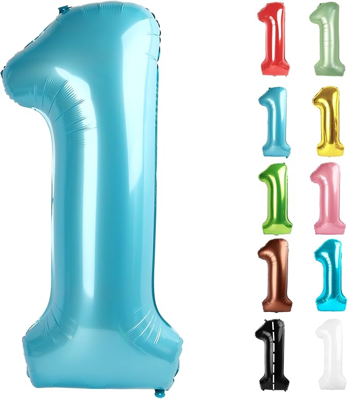 Pearl Blue Number 1 Balloon 40 Inch by IWERP