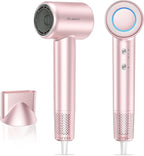 Hair Dryer, High-Speed Ionic Low Noise Blow Dryer with Brushless Motor for Fast Drying, Thermo-Control Quiet Compact Hair Blow Dryer, Hairdryer with 1 Nozzle Attachments for Home Salon Travel