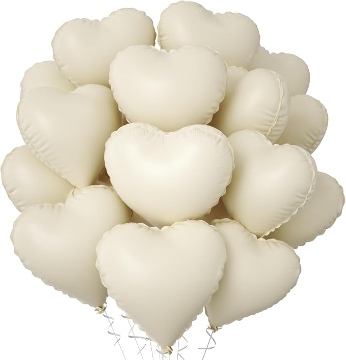 Cream Heart Balloons, Retro Apricot Helium Balloon by FEYG