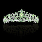 Didder Silver Tiaras and Crowns for Women - Elegant Green Crystal Princess Crowns for Girls - Bridal, Wedding, Prom, Birthday Party