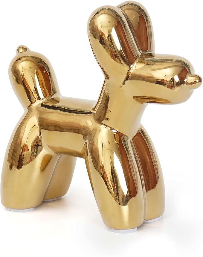 Notakia Large Golden Cute Ceramics Balloon Dog Statue Crafts Living Room by Notakia
