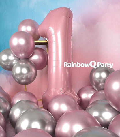 RainbowQ Pink 1 Balloon Number 40 Inch 0-40 Foil Large Balloons | Big Mylar 1 - Image 5