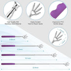 4 Pack Different Back Scratcher Metal Portable Telescoping Tool with Beautiful Box, Extendable Back Massager with Rubber Handles, Gifts for Men Women Kids Adults (Purple)