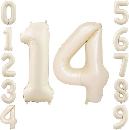 40" Beige Foil Number 14 Balloon by TNCDJKPA