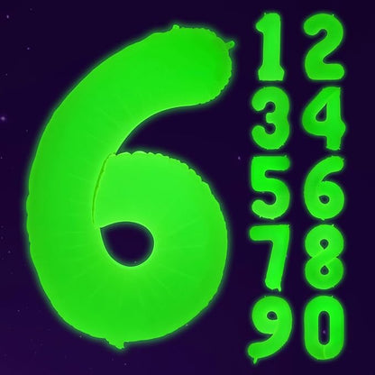 Mega-L Glow in The Dark Party Supplies, 40 Inch Yellow Number 6 Balloon | Glow by Mega-Loopolis