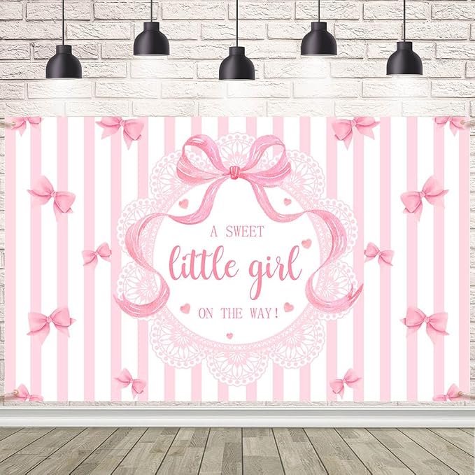 AIBIIN A Sweet Little Girl is on The Way Photography Background Pink Bow Girls by AIBIIN