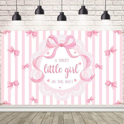 AIBIIN A Sweet Little Girl is on The Way Photography Background Pink Bow Girls by AIBIIN