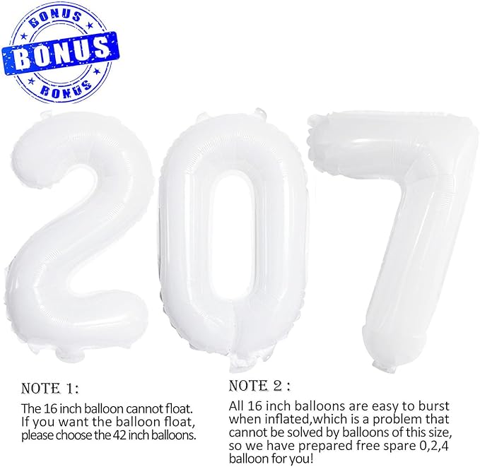 White 2027 Foil Number Balloons - Image 3