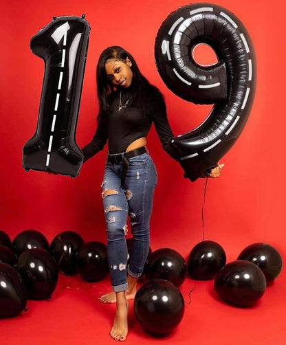 Number 7 Balloons 40 Inch for 7 17 Birthday Party Decorations, Line Black | - Image 4