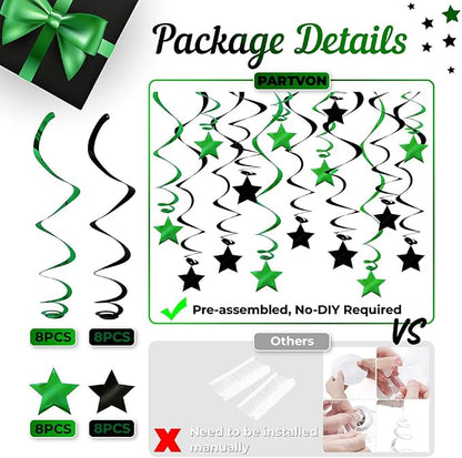 Green Black Hanging Swirl Decorations - Image 3