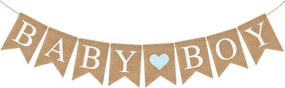 Pre-Strung Baby Boy Burlap Banner, Gender Reveal Banner by LIGHOON