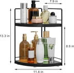 2 Pack Bathroom Counter Organizer,2 Tier Corner Bathroom Counter Organizer,Black Wooden Vanity Organizer for Bathroom Organizers and Skincare Cosmetics Dresser Storage