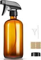 16oz Amber Glass Spray Bottles,1 Pack Glass Spray Bottles Refillable Empty Bottle with Adjustable Nozzle,Spray Bottle for Essential Oils,Cleaning,Pets,Hair Mister