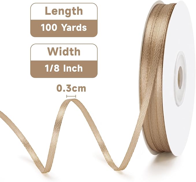 KINGLAKE Light Brown Satin Ribbon - Image 2