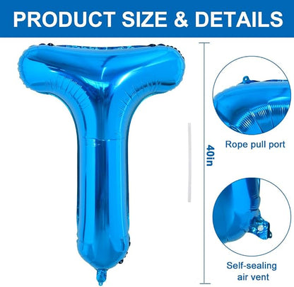 TONIFUL 40 Inch Large Blue Letter T Foil Balloons Alphabet Balloons | Giant - Image 2