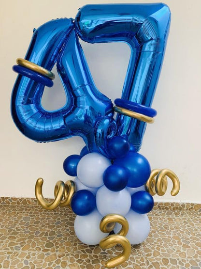Navy Blue Number 4 Balloon 40 Inch, 4th Birthday Decorations Men Women | Foil - Image 3