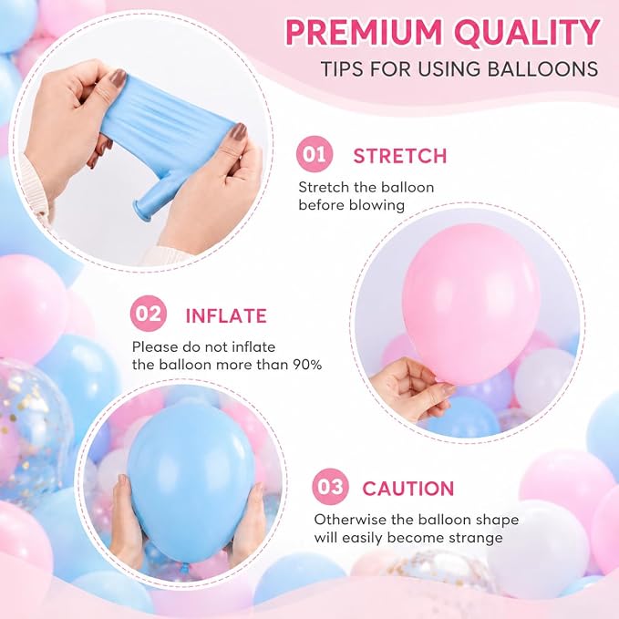 Pink and Blue Balloons 80 Pack 12 Inch Gender Reveal Balloons Arch Kit - Image 3