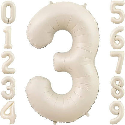 40 Inch Cream Foil Number 3 Balloon by TNCDJKPA