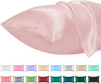 Lirex Satin Pillowcase for Hair and Skin, Super Soft and Cooling Similar to Silk, 2 Pack King Size 20"X 36" Pillow Cases with Envelope Closure, Gifts for Women Men, Light Pink