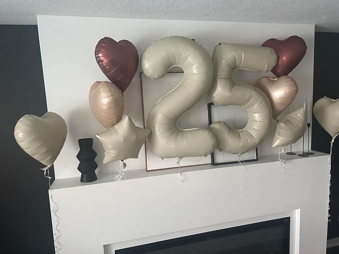 Number Balloons 5 Balloon Cream - Image 4