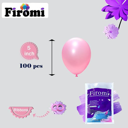 Firomi Pearl Light Pink Balloons 5-inch 100 Pack | Shiny Small Thicken Latex - Image 2
