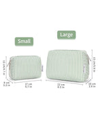 Narwey Small Striped Makeup Bag for Purse Mini Cosmetic Bag Travel Makeup Pouch Zipper Pouch Cute Make up Bags with Compartments for Women Girls (Mint Green Stripe, Small)