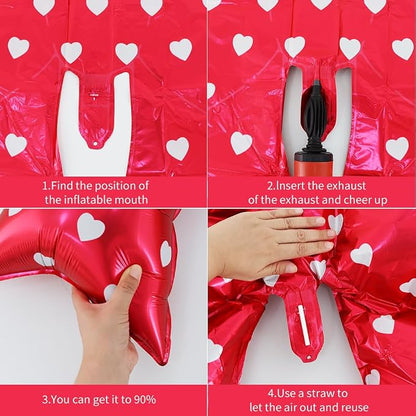 38 Inches Bow Balloon with White Heart Print - Image 3