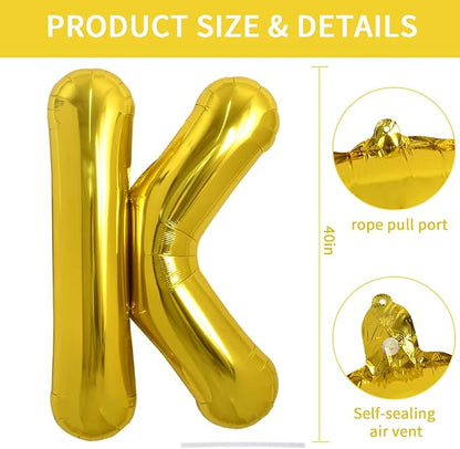 TONIFUL 40 Inch Large Gold Letter K Foil Balloons Alphabet Balloons | Giant - Image 2