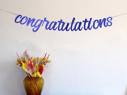 Congratulations Banner Blue Glitter Congratulations Graduation Banner - Image 4