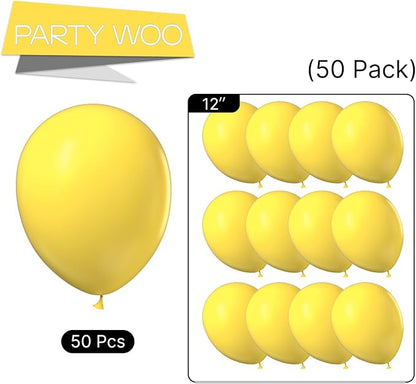 PartyWoo Yellow Balloons 50pcs Latex Helium Balloons 12 Inch | Birthday Baby - Image 5