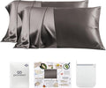PROMEED 23 Momme Grade 6A+ Mulberry Silk Pillowcase 2 Pack, 100% Natural Silk Pillow Cases Set of 2, Premium Silk Pillow Case Cover for Hair and Skin (Queen 20"x30", Grey)