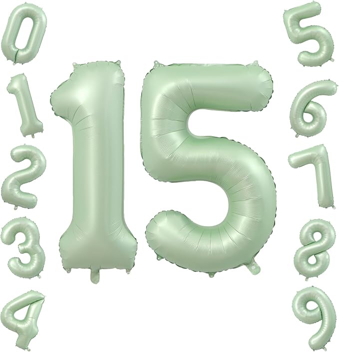 40 Inch Olive Green Number 15 Balloon by TNCDJKPA