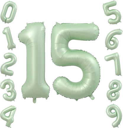 40 Inch Olive Green Number 15 Balloon by TNCDJKPA