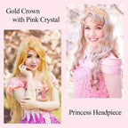 Didder Gold Pink Tiara and Crowns - Elegant Prom Tiara for Women and Girls - Bridal, Birthday, Halloween Party