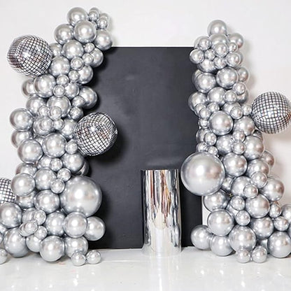 KBZVNAF Silver Metallic Chrome Latex Balloons - Image 6